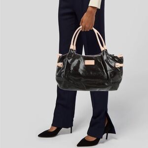 KATE SPADE Black Patent Leather Shoulder Bag “Meribel Stevie” Crinkle Leather